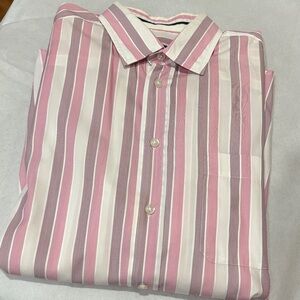 Zegna. Stylish Pink and White Striped Men's Shirt
